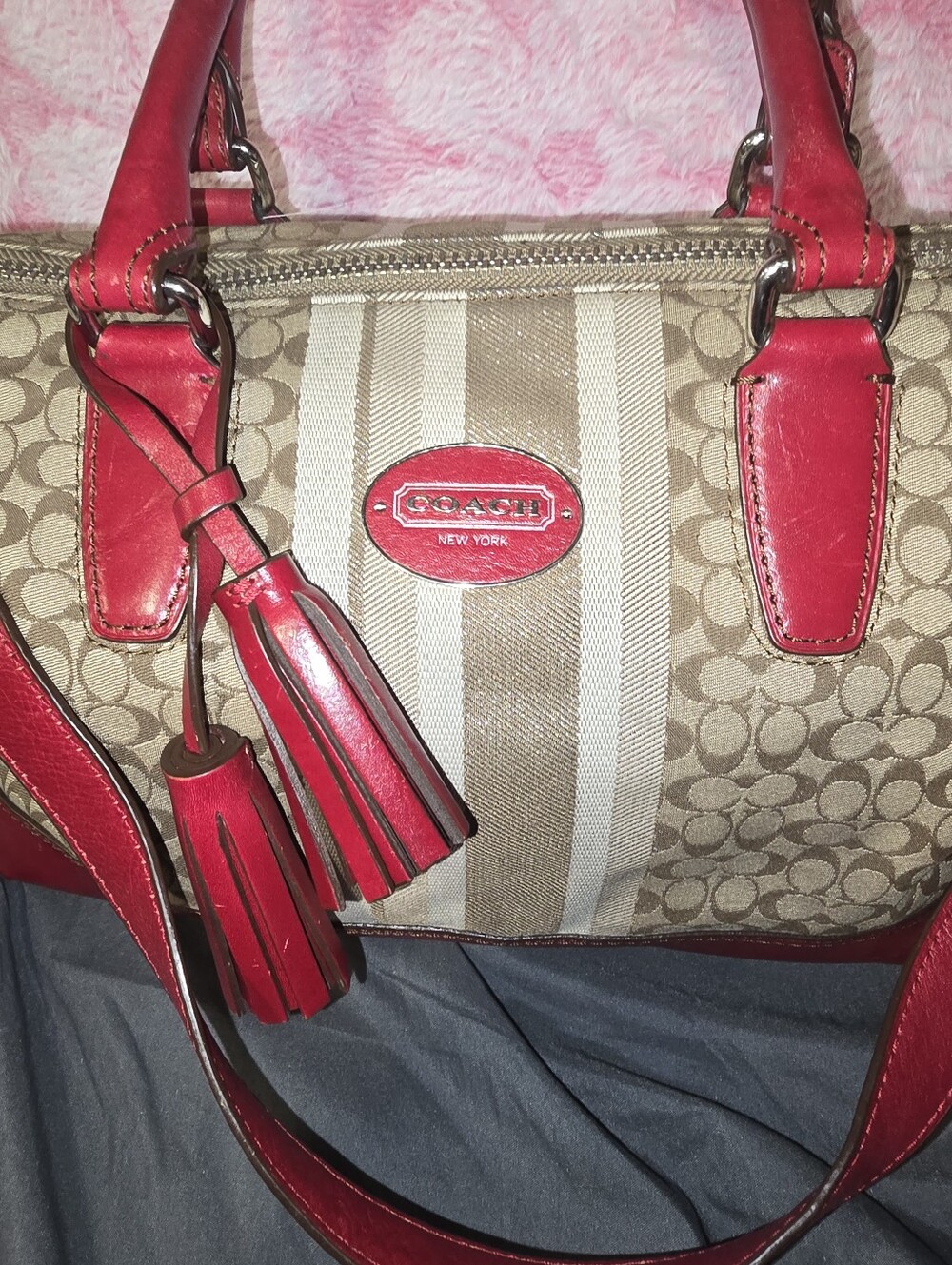 vintage Coach Legacy Signature Stripe Molly satchel - Picture 2 of 7